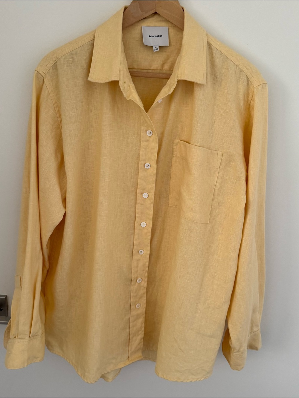 Reformation Eli Oversized Linen Shirt S Parmesan - Picture 5 of 7